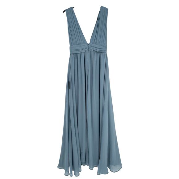 Lulus New! Light Blue Maxi Dress V-Neck Side Slit Cocktail Formal Wedding S - Picture 3 of 9